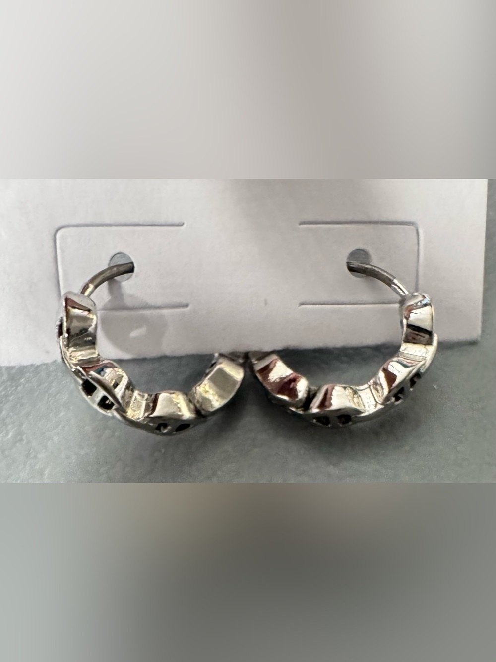 Silver Textured small Hoop Earrings - Women's Jewelry classy